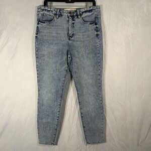 Soft Surrounding Blue Acid Wash Denim  Jeans Size 14 Tapered Stretch Comfort